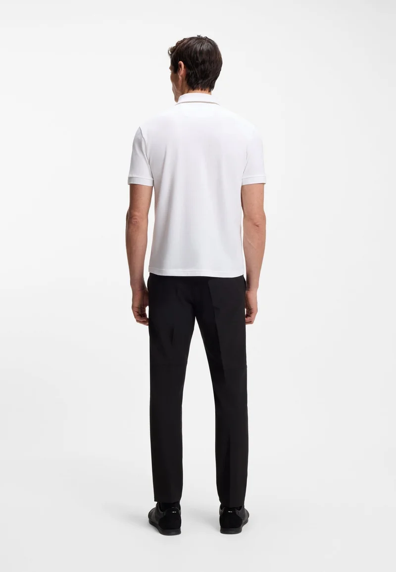 BOSS Stretch-cotton polo shirt with contrast stripes